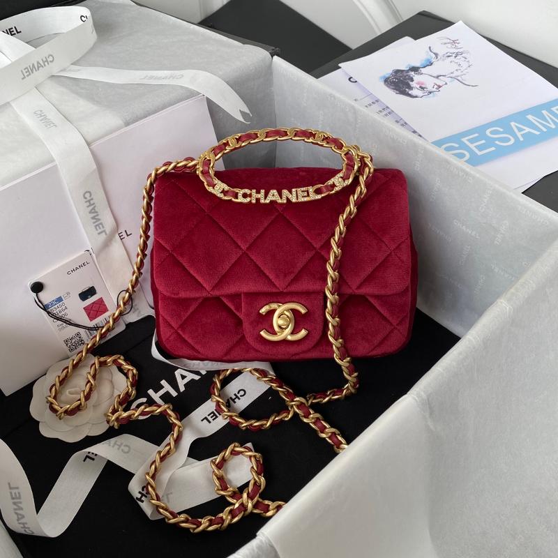 Chanel Handbags AS3450 Velvet Red